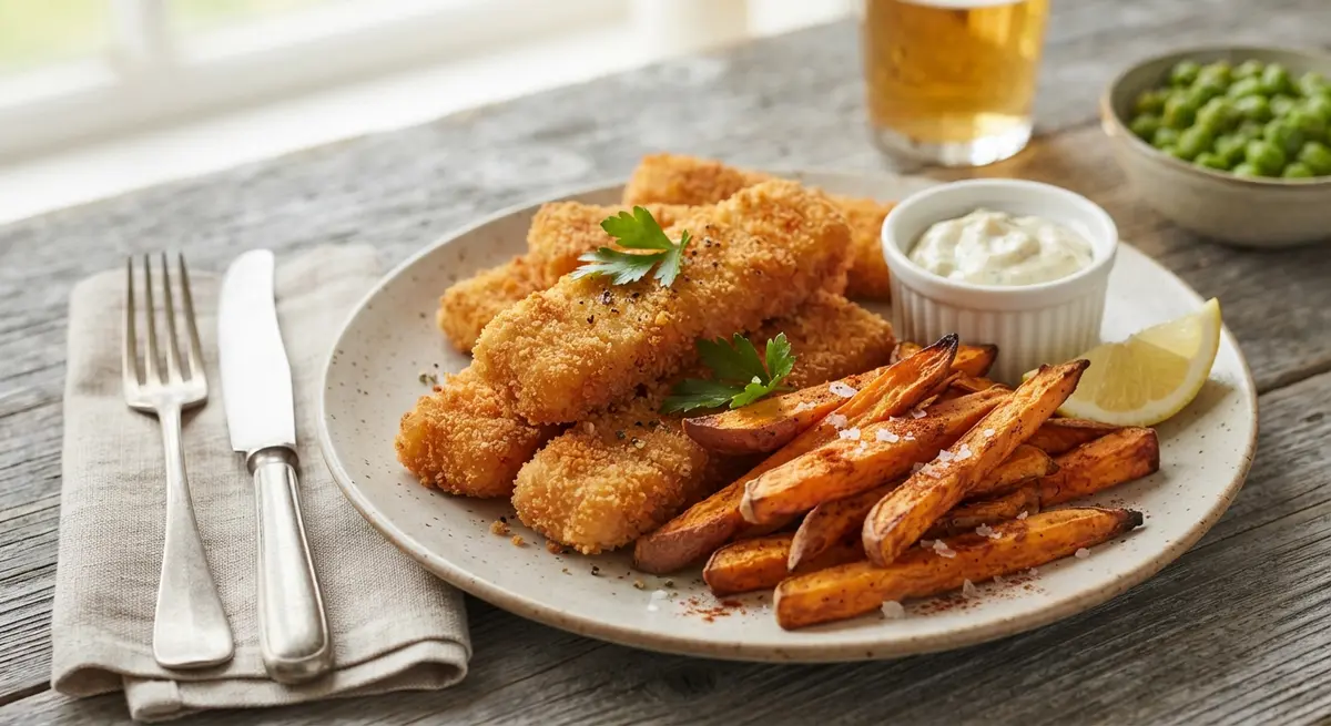 Fish Fingers with sweet potato fries